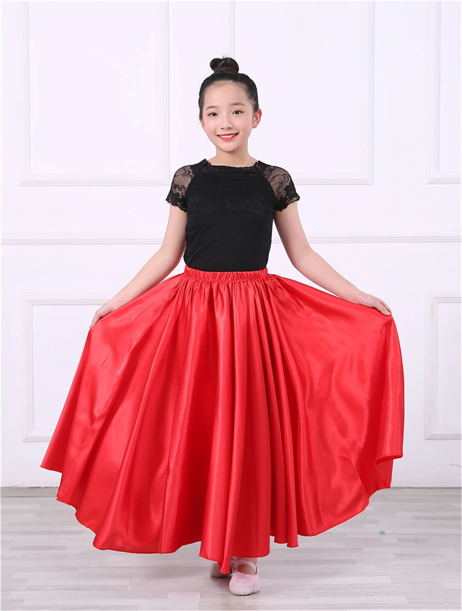 Юбки для фламенко для девочек; испанское платье для танцев, хора, выступлений, соревнований; Цыганская юбка для женщин и детей; большие танцевальные костюмы