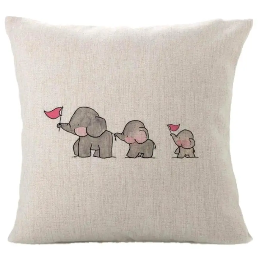 45*45CM Animal printed cushion covers Three Baby Elephants Home Decor