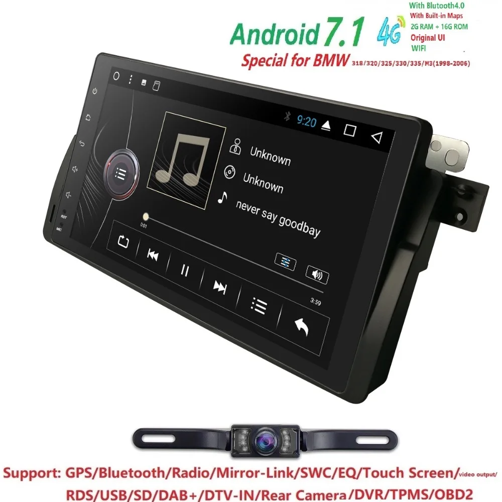 Excellent 1 Din Android 7.1 Car Radio GPS Car Multimedia Player For BMW E46 M3 Rover 75 MG ZT Sesan CoupeTouring Navigation Head Unit Wifi 3