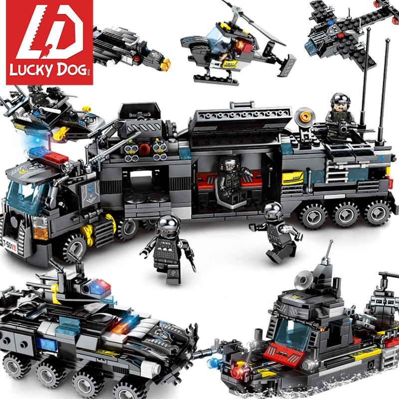 Цена Строительные блоки Swat совместимы с LegoINGly блок городской полиции солдат ствол вертолет игрушки для детей 8 в 1