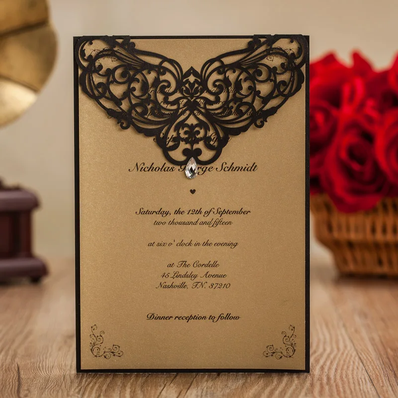 invitation card envelope promotion shop for promotional invitation Wedding Invitatons with Rhinestone Black Laser Cut font b Invitation b font font b Cards b invitation card envelope promotion shop for promotional invitation,Wedding Invitation Cards Usa