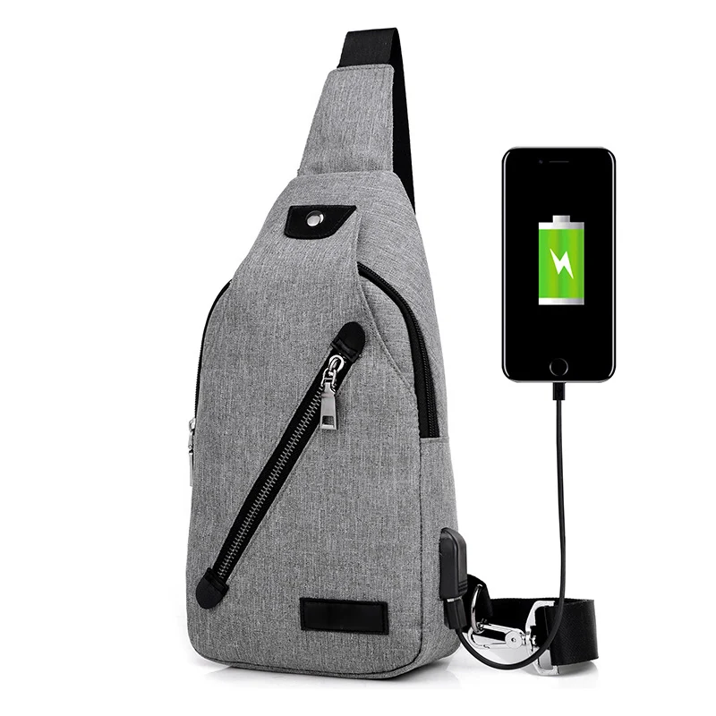 Fashion Casual Man Crossbody Bags With USB Charging Port Travel Men ...