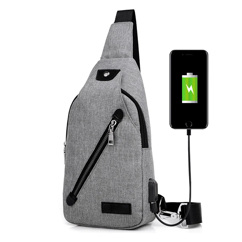 Fashion Casual Man Crossbody Bags With USB Charging Port Travel Men