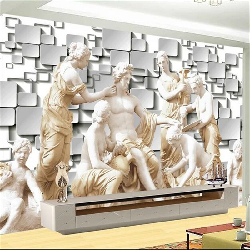 

beibehang beibehang 3D stereoscopic relief TV backdrop classical nostalgic modern sofa bedroom mural wallpaper mural custom size