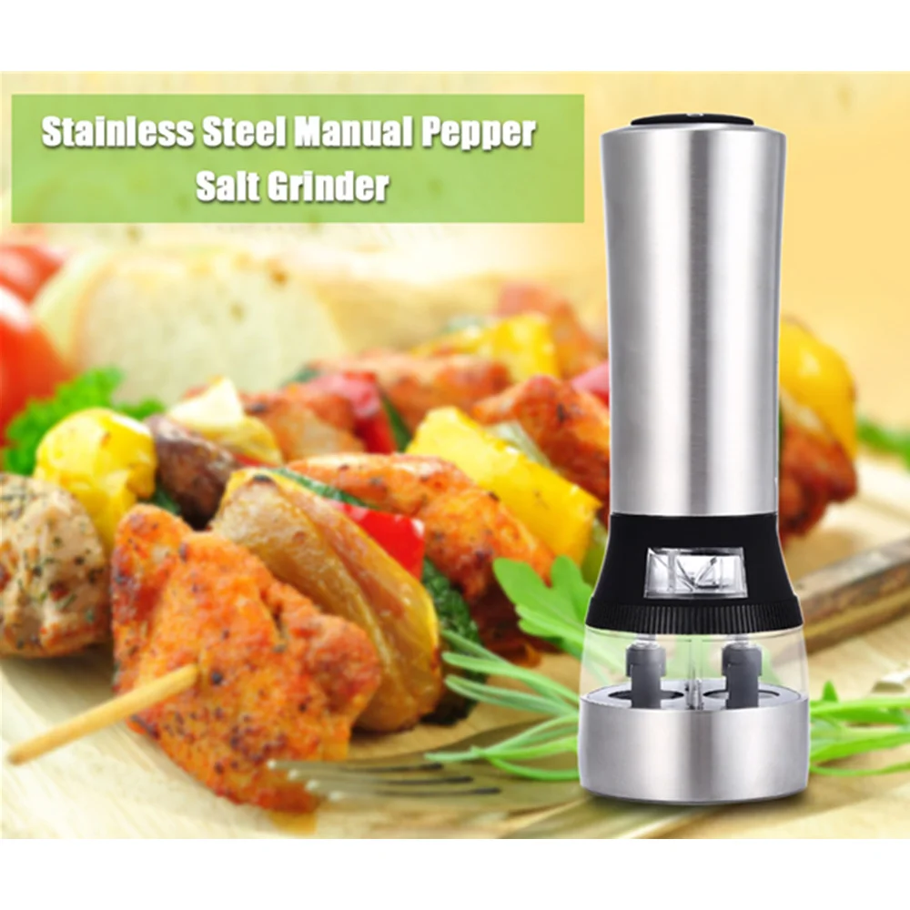 2 in 1 Electric Stainless Steel Pepper Salt Mill Grinder Adjustable