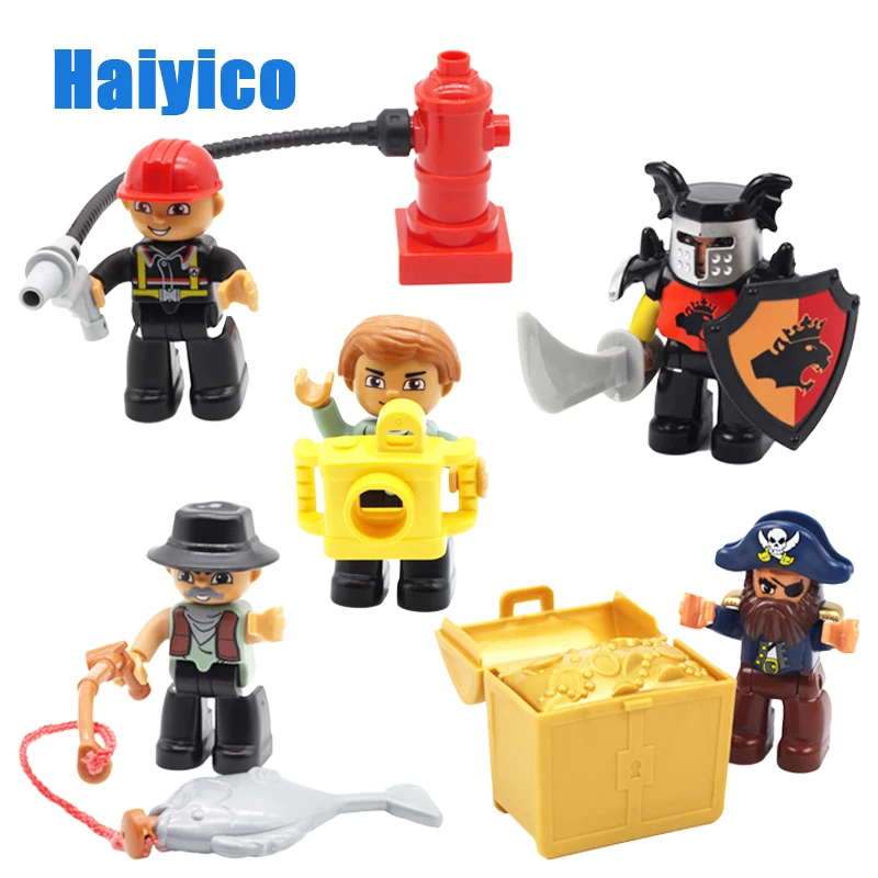 

City Career war castle Figures Doll tool Accessories Big Building Blocks Compatible with Duplo Toys Original Bricks Baby Gift