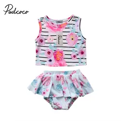 Pudcoco для новорожденных детская одежда для девочек хлопковая майка Брюки для девочек наряд цветок набор 1-5years helen115