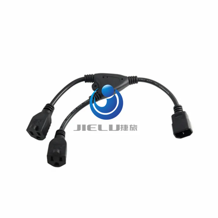 

5 шт. C14-2 * 5-15R,IEC320 C14 штепсельная вилка на 2 * US 5-15R Женский Y-образный разветвитель Удлинительный кабель адаптер кабель шнур 0,3 м/1 фут