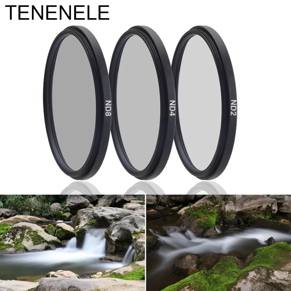 

TENENELE Camera Filter Neutral Density Filter 37 40.5 43 46 49 52 55 58 62 67 72 77 82 mm For Canon Nikon Sony ND 2 4 8 Filters