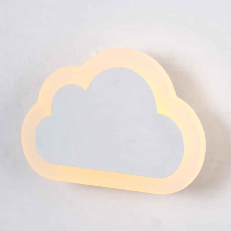 

Modern Children Cloud Wall Lamp Led Bedroom Bedside Sconce Acrylic Lampshade White Painting Iron Home Indoor Lighting 110-220V