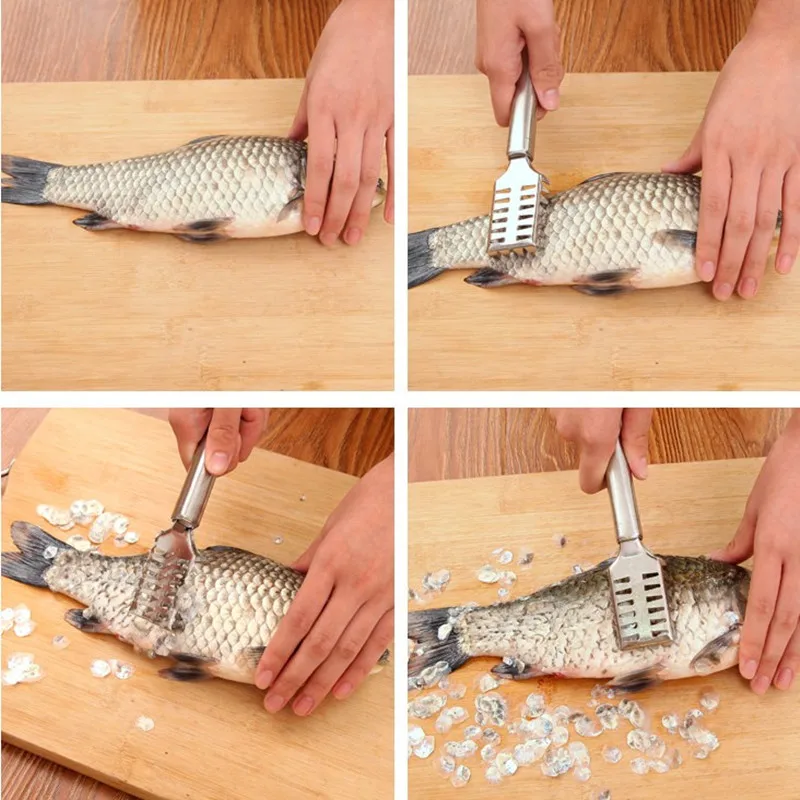 

Stainless Steel Fish Scraping Scales Device Cleaning Tool Fish Skin Scraper Peeler Remover Home Kitchen Gadgets Cooking Tools