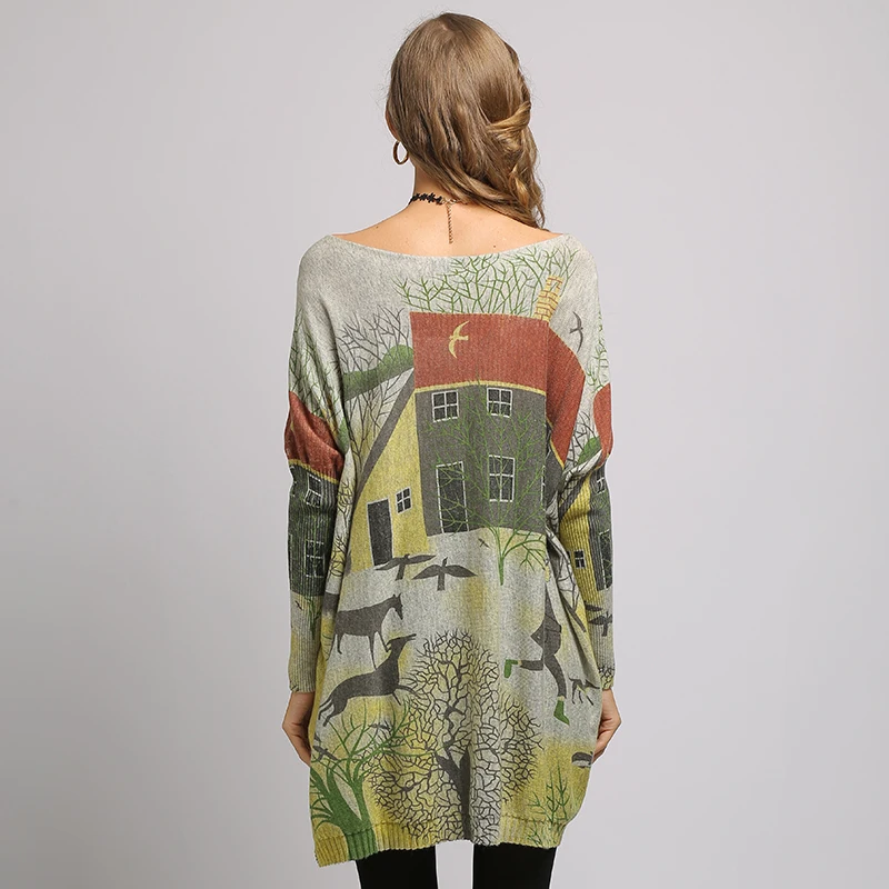 XIKOI Oversized Batwing Sleeve Sweater Casual Long Women Sweater Coat City Print Women's Sweaters Pullovers Clothes 2020 New XIKOI Oversized Batwing Sleeve Sweater Casual Long Women Sweater Coat City Print Women's Sweaters Pullovers Clothes 2020 New