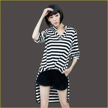 Американская женская летняя модная футболка с отложным воротником в полоску с тремя кострами, Необычные топы, Женская Повседневная Уличная Хип-футболка хип-хоп