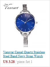 Vansvar Повседневное кварцевые Нержавеющая сталь браслет часы аналоговые наручные часы для молодых девушек Для женщин супер милые