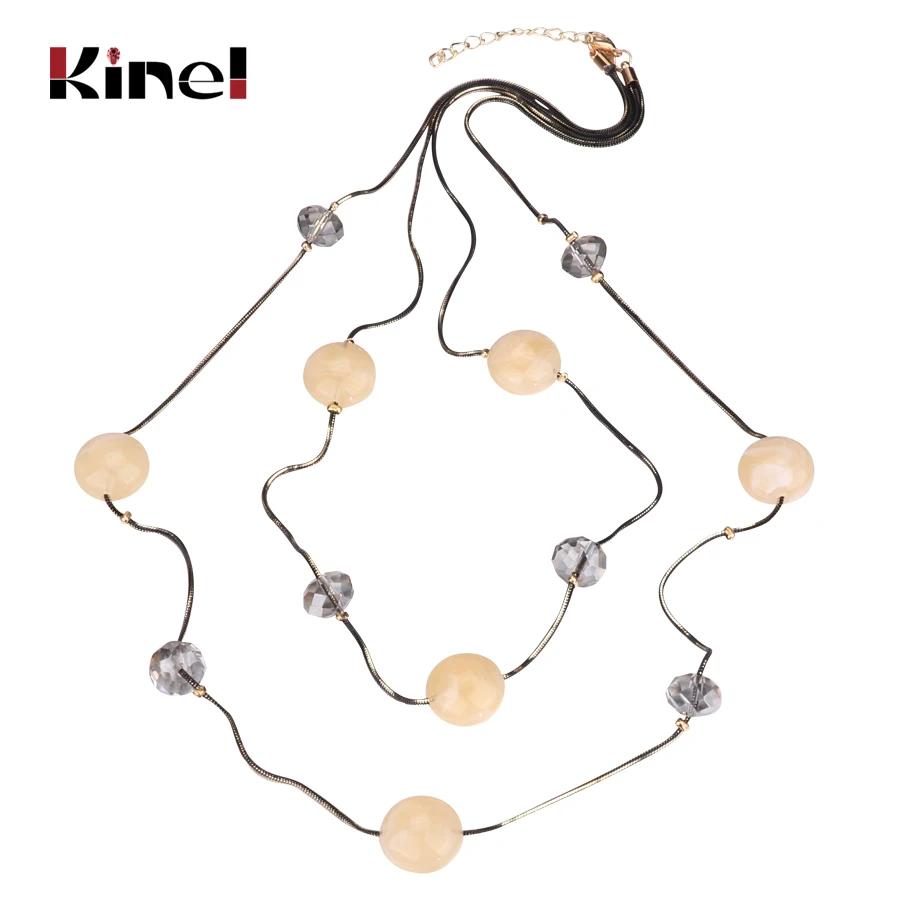 

Kinel Trendy Charms Long Necklaces For Women Black Metal Pendant & Copper Snake Chains Multilayer Necklace Accessories