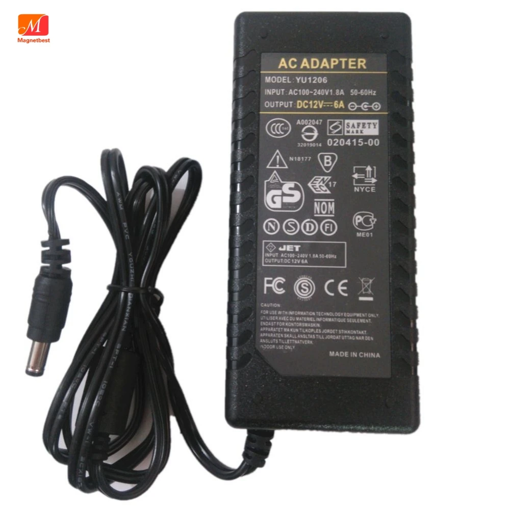 5 шт./лот 12V6A AC DC адаптер зарядное устройство DC 5,5*2,5/2,1 мм 12 В 6A 72 Вт переключатель питания для Светодиодные полосы ЖК-монитор