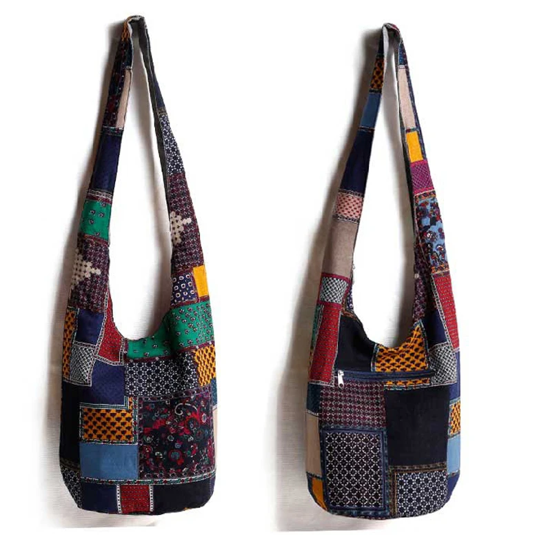 Shoulder Bag Vintage Hippy Hippie Bohemian Women Shoulder Crossbody Bags Cotton Handbags for Books School Travel Bucket Bag