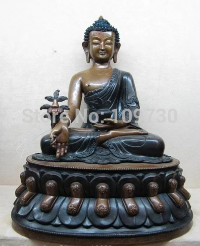 

003048 14 Tibet Buddhism Bronze Copper Tathagata Bhaisajyaguru Sakyamuni Buddha Statue