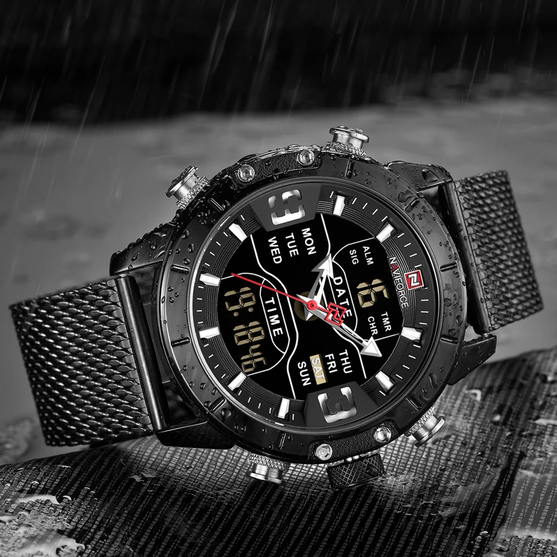 Часы наручные NAVIFORCE Мужские кварцевые роскошные Брендовые спортивные модные