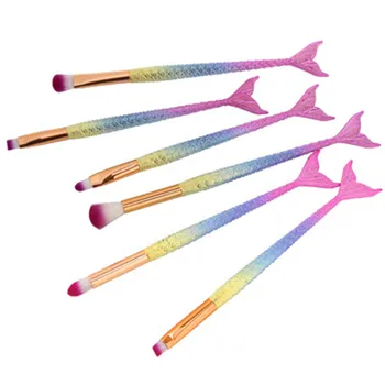 

6pcs/lot Mermaid Makeup Brushes Set Foundation Blending Powder Eyeshadow Contour Blush Cosmetic Make Up Tool Kit