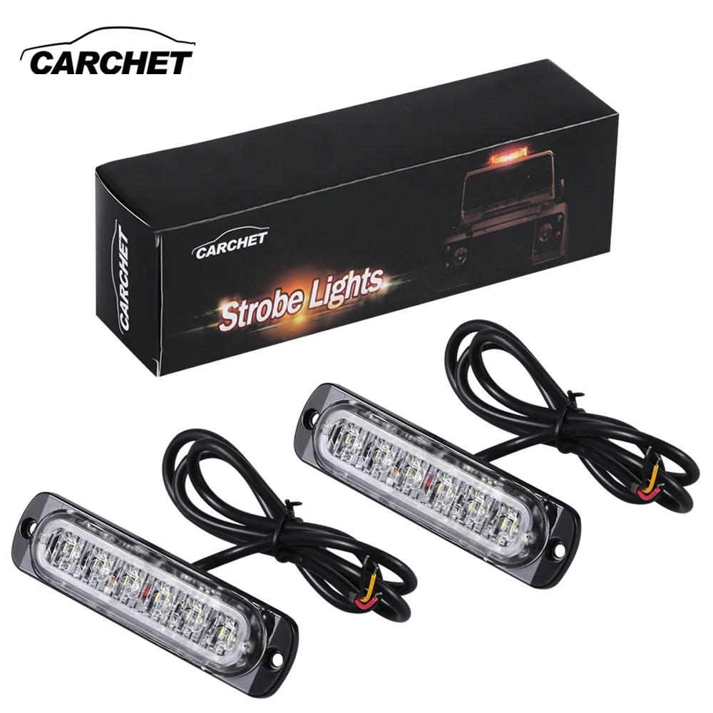 

CARCHET 2X Car Warning Lights 6LED 18W for SUV Trucks with CREE LED Chips DC 12-24V Yellow Color 170LM Car Vehicle Lights