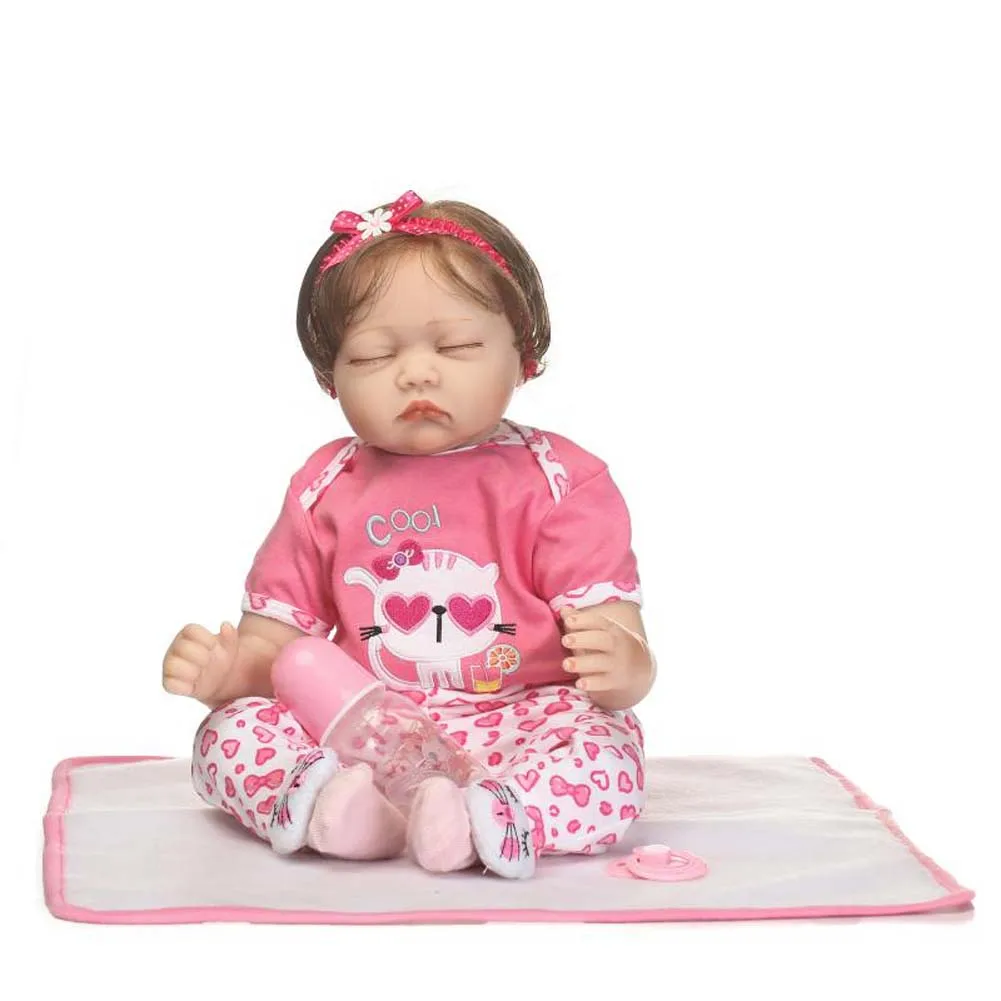 

NPK 55cm Silicone Reborn Newborn Doll Set Lifelike Cute Girl Sleeping Baby Dolls for Kids Playmate BM88
