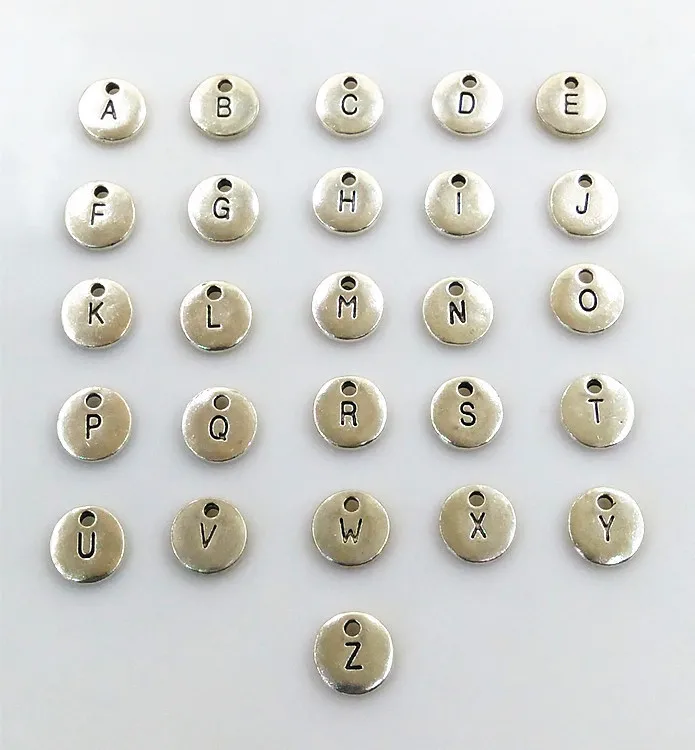 Wholesale A Z Letter Charms Stamp Initial Jewelry,Gold Disc Pendant