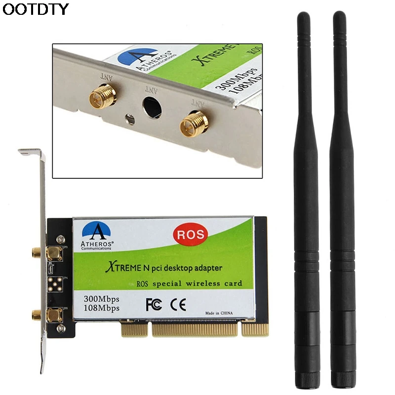 AR9223 PCI 300 м 802.11b/g/n Беспроводной WiFi адаптер для настольных ноутбука 6DB антенны