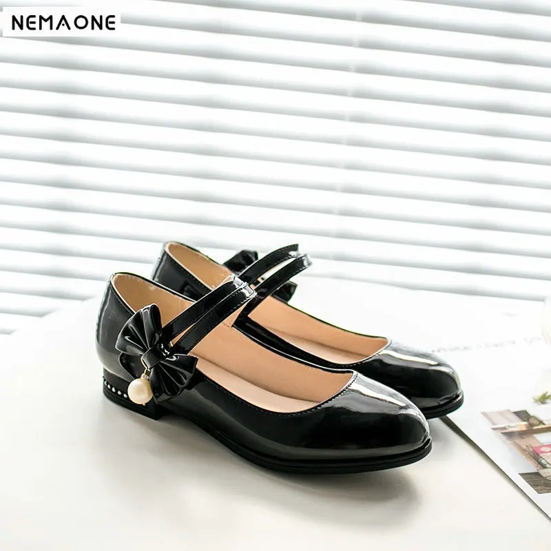 

2019 New women shoes low heels shoes woman rouned toe casual shoes sweet bowties mary janes
