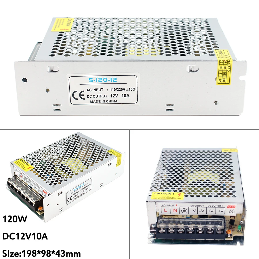 AC-DC 110 V-220 V 12 V Питание 12 V 1A 2A 3A 5A 6A 8A 10A 15A 20A 30A импульсный трансформатор 220V 110V 500W 100W 150W 120W 360w