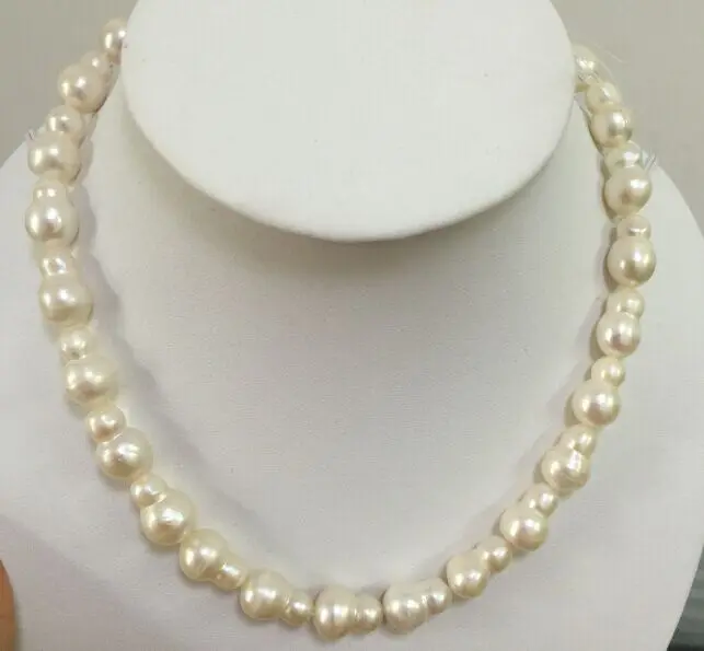 

elegant 14-15mm tahitian baroque south sea white pearl necklace