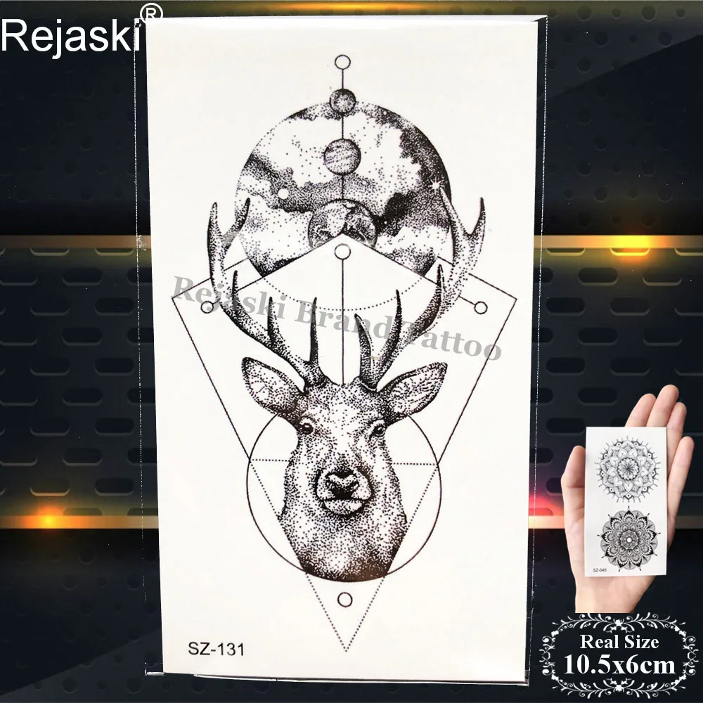 Rejaski черный Воющий волк татуировки наклейки для мужчин рука Искусство Временные татуировки для женщин собака акварелью лапа лес водостойкие татуировки - Цвет: PSZ131