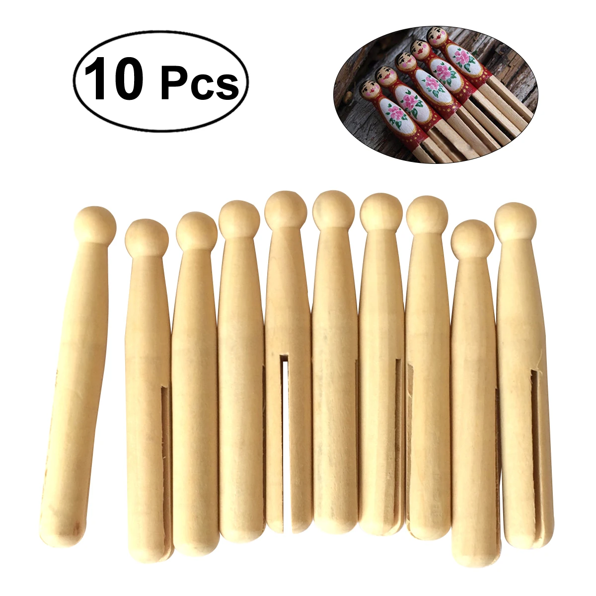 

10 Pcs Wood Clothespin DIY Plain Blank Wooden Peg Dolls Bride Figures Wedding Cake Toppers Crafts