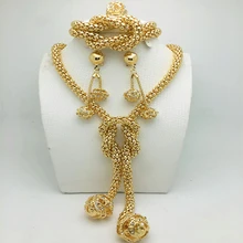 Изысканный комплект ювелирных изделий из Дубаи золотого цвета для женщин, нигерийский Свадебный Модный комплект ювелирных изделий из африканских бусин, бренд