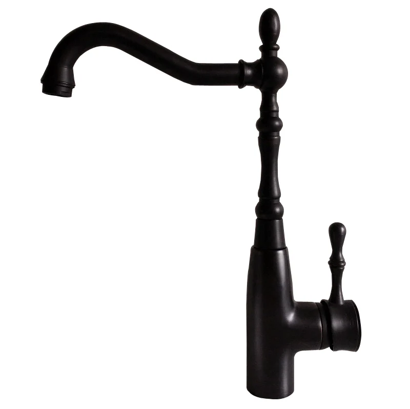 Kitchen Wet Bar Bathroom Vessel Sink Faucet Black Oil Rubbed Bronze One Handle Swivel Spout Mixer Tap Single Hole mnf378