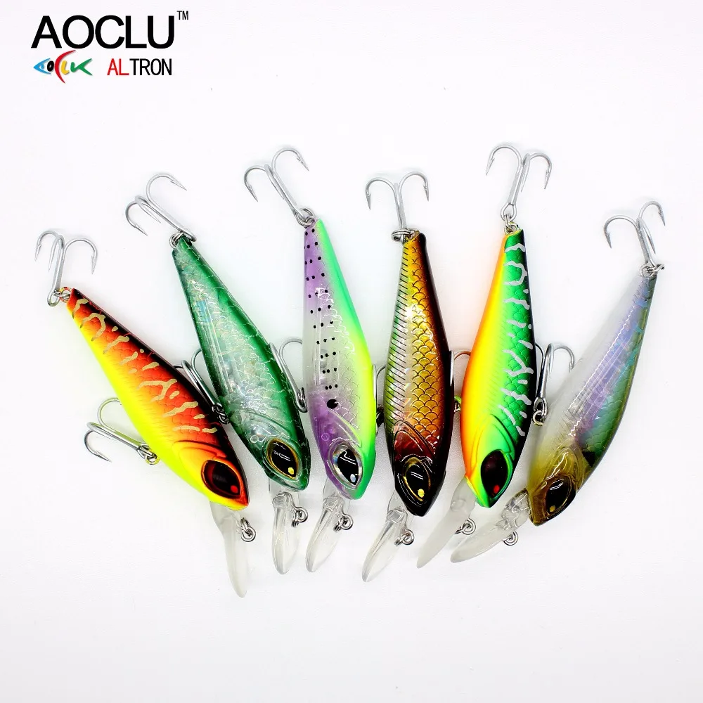 

AOCLU wobblers Super Quality 6 pcs/lot 6 Colors 7.5cm 5.5g Hard Bait Minnow Crank Fishing lures Bass 4# VMC hooks free shipping