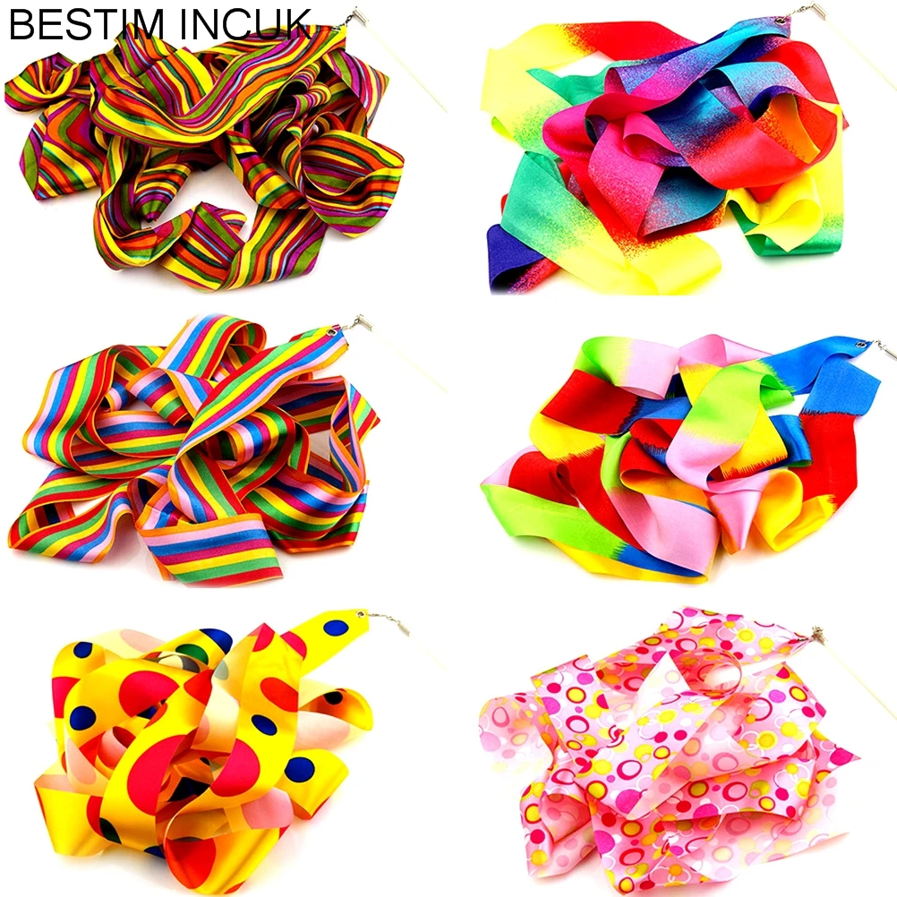 

4M Multicolour Dance Art Gymnastic Ballet Streamer Stick Baton Colour Random Twirling Ribbon Rod Gym Rhythmic