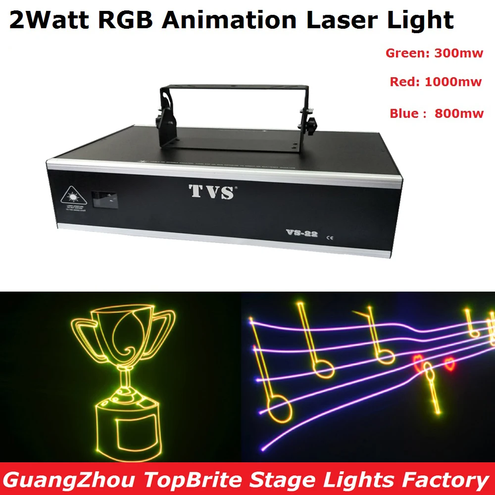Лазерный луч 2 Вт RGB полный цвет анимационный сценическое освещение KTV диско