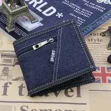 Мужской короткий бумажник из джинсовой ткани, лучший мягкий холщовый кошелек, двойной модный Ультра-тонкий мужской кошелек, Повседневная сумка для денег