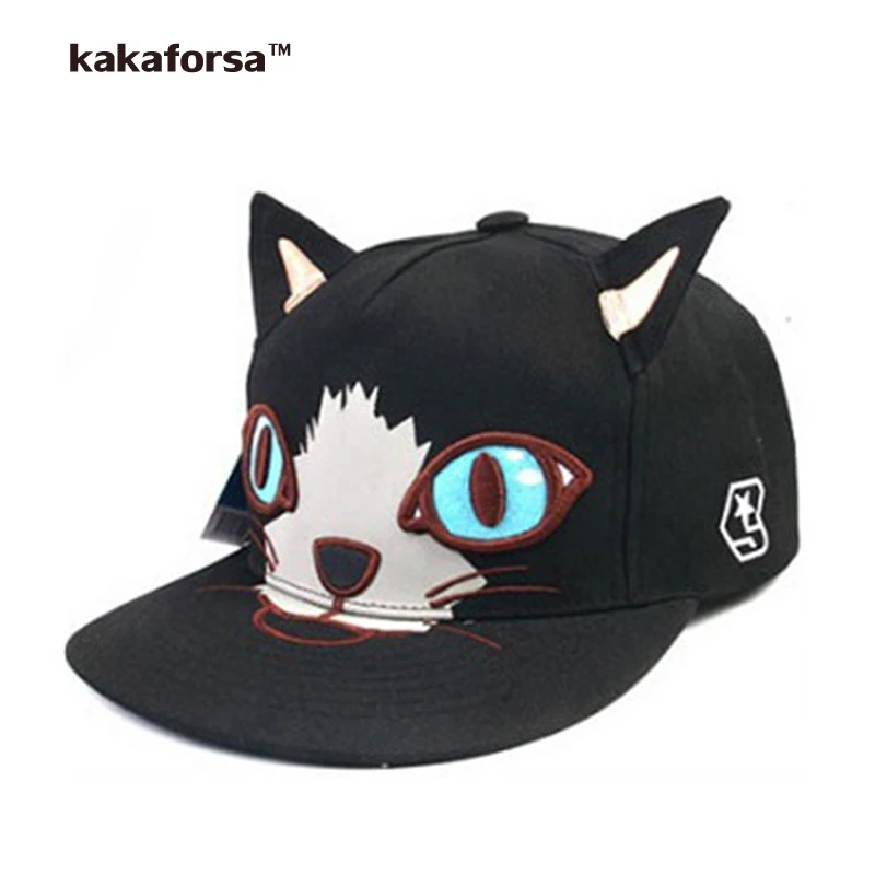 

Kakaforsa Women Embroidery Cotton Baseball Caps New Fashion Men Cat Pattern Snapback Hip Hop Adjustable Sun Cap