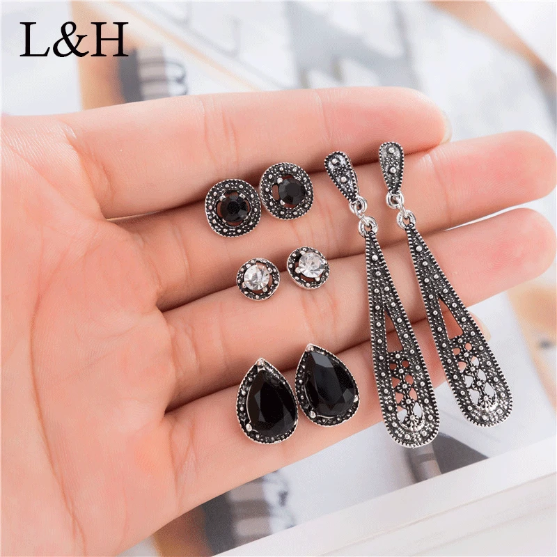 

Crystal Bohemian Owl Round Flower Multi-patterned Stud Earring Sets Geometric Opal Stone Dazzling Brincos For Women Jewelry