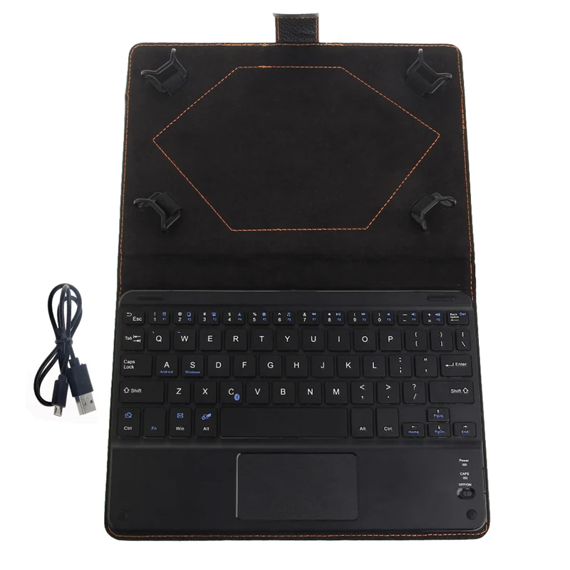 Black Wireless Bluetooth Keyboard With Touchpad PU Leather box for 8 to 8 9 Inch font