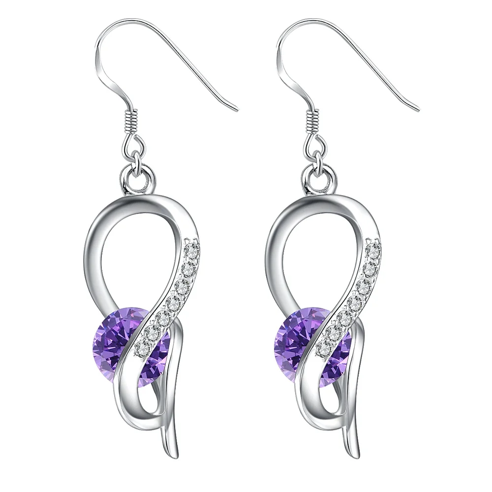 

number 8 purple zircon high quality Silver Earrings for women fashion jewelry earrings /HTWNATGB CLPXFVXH