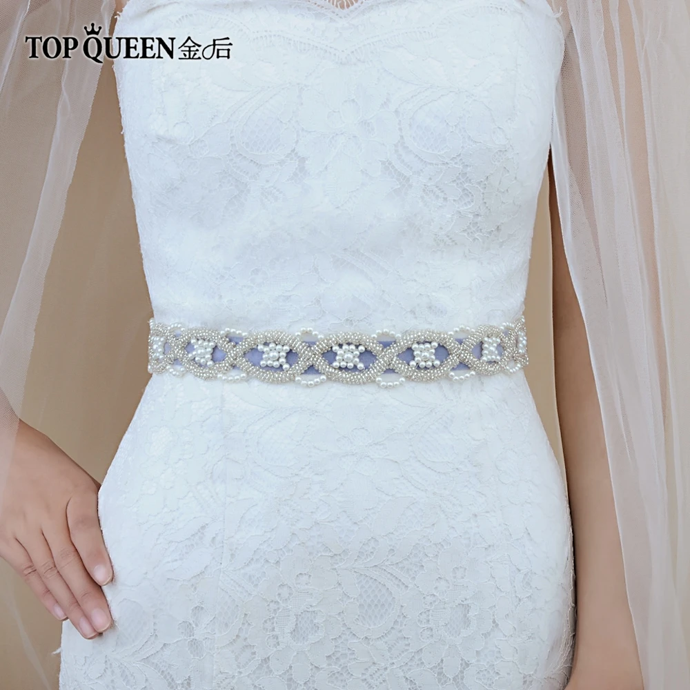 TOPQUEEN S221 Быстрая доставка украшенный стразами пояс свадебное платье вышитое бисером ремень торжественное платье с поясом для