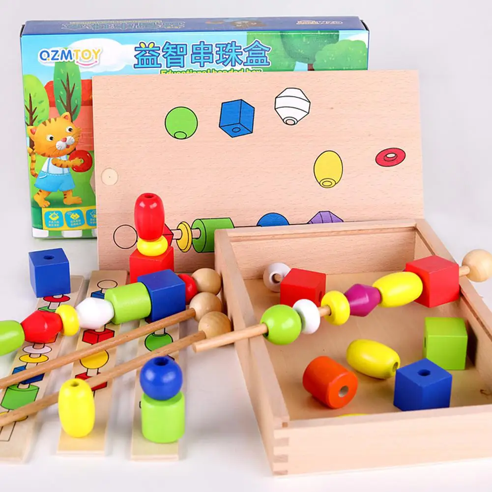 Обучение маленьких детей деревянные бусины набор последовательных блоков игрушки Классические игрушки