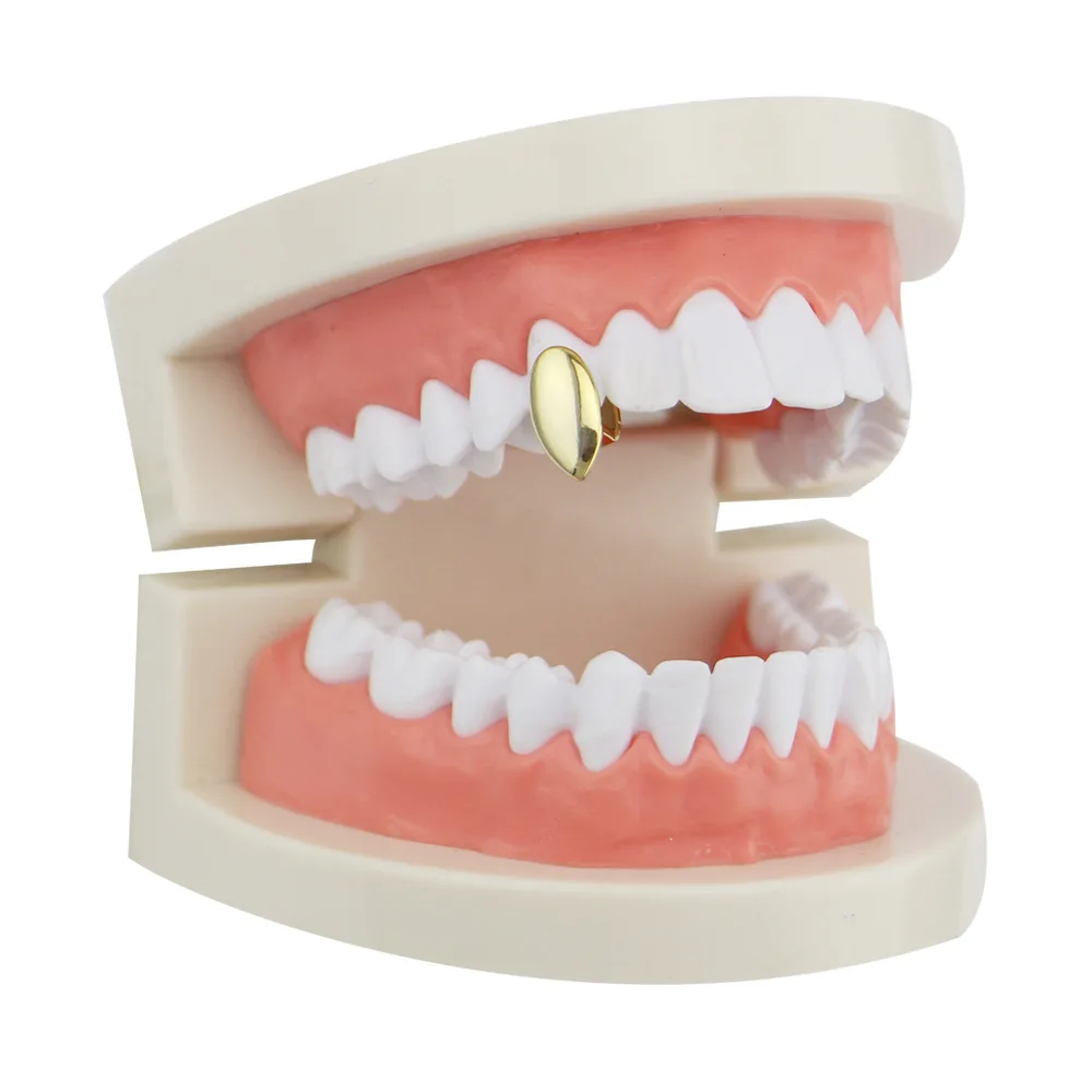 Single Fangs Teeth Grillz 4 Color Smooth Silver Gold Rose Gold Color Grillz Teeth Cheap Teeth Set Hip Hop Men Jewelry -1 (12)