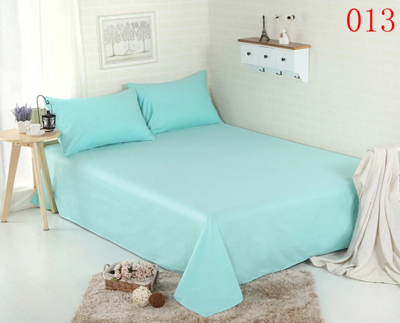 Cotton Flat Bed Sheets Solid Light Blue Home Single Double Twin Full