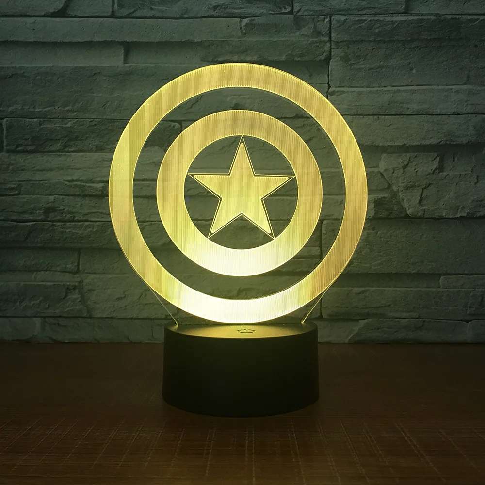  Captain America Shield Theme 3D LED Lamp Night light 7 Colors Change Touch Mood Lamp Christmas Pres - 32965604386