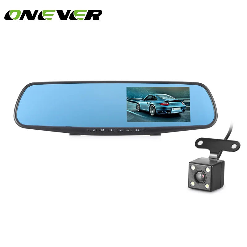 

ONEVER Full HD 1080P Car DVR Camera Auto 4.3 Inch Rearview Mirror Digital Video Recorder Dual Lens Registratory Camcorder