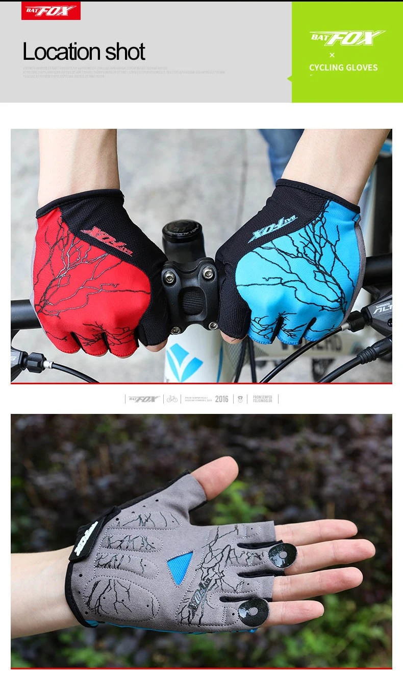 BATFOX перчатки для велоспорта на полпальца противоскользящие гелевые подушечки дышащие мотоциклетные перчатки для горного велосипеда мужские женские перчатки для езды на спортивном велосипеде